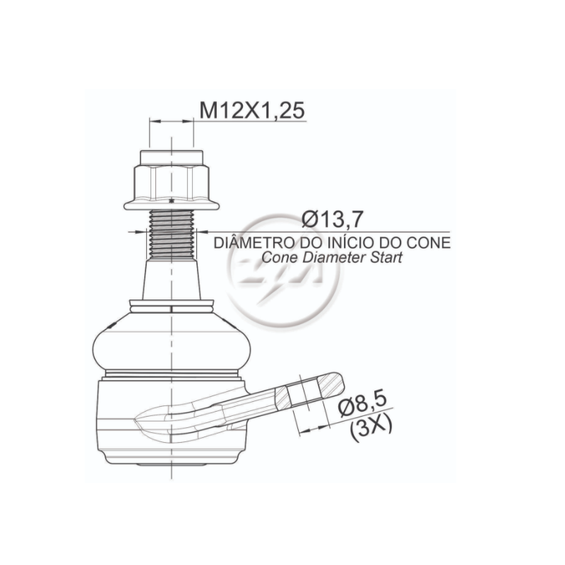 Pivô de Suspensão  Ball Joint ZM 470.130.01 1