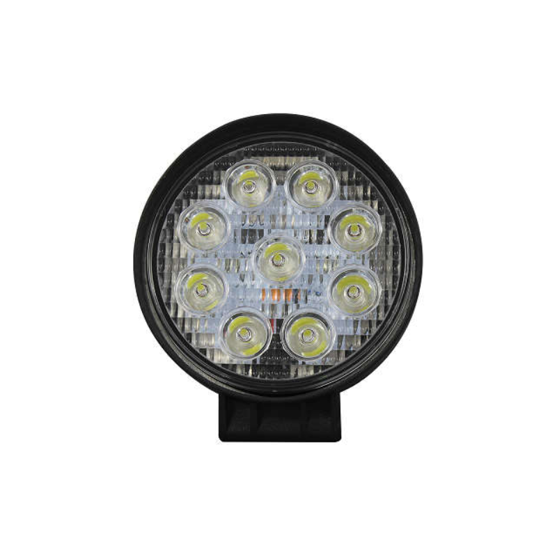 farol de milha 9 leds universal redondo 27w 6000k 12v 24v 0802002