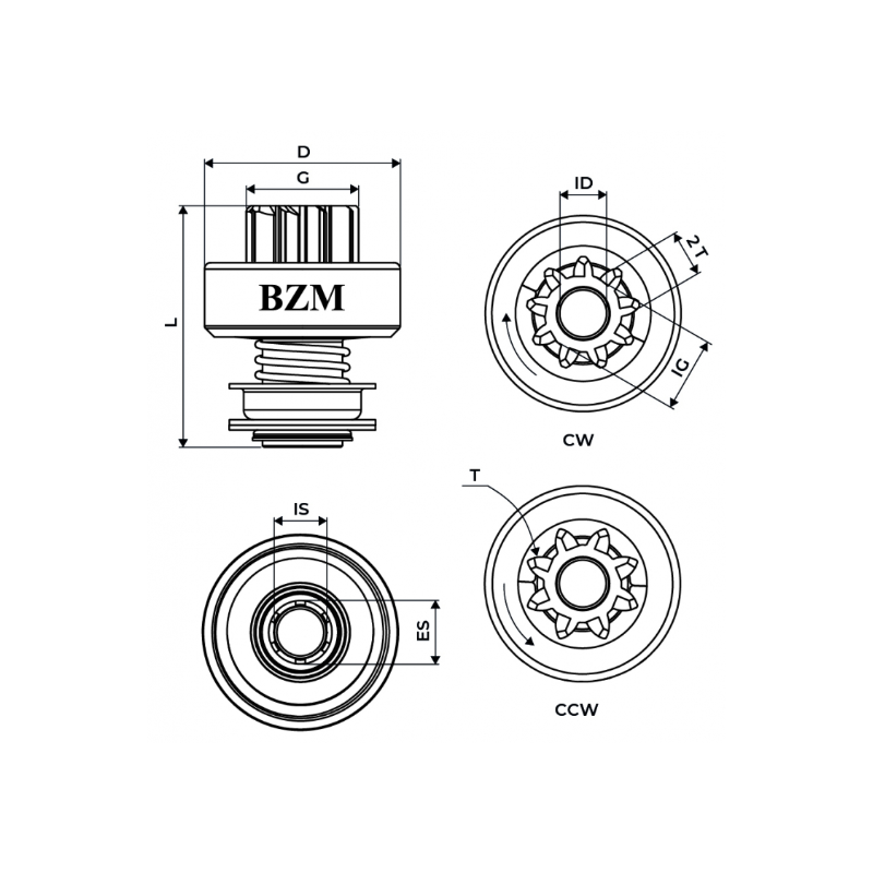 bendix impulsor de partida bzm 1177 vw 9 dentes gol parati saveiro 2