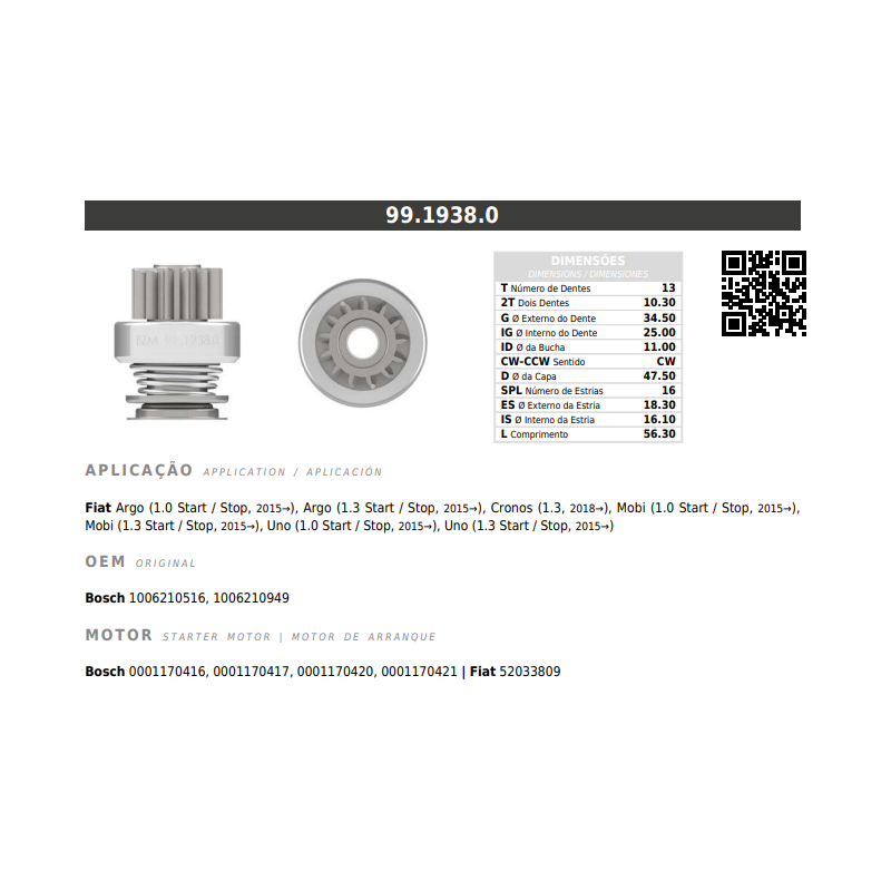 bendix impulsor de partida bzm 1938 fiat 13 dentes 5