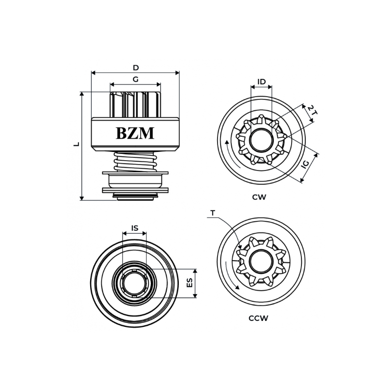 bendix impulsor de partida bzm 0875 9 dentes fiat ducato renault land rover 2