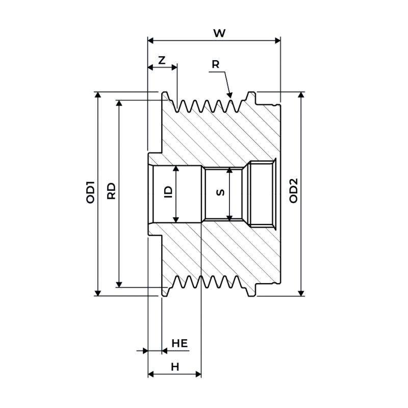 polia roda livre bzm 1044 chrysler dodge caravan jaguar jeep cherokee land rover toyota 3