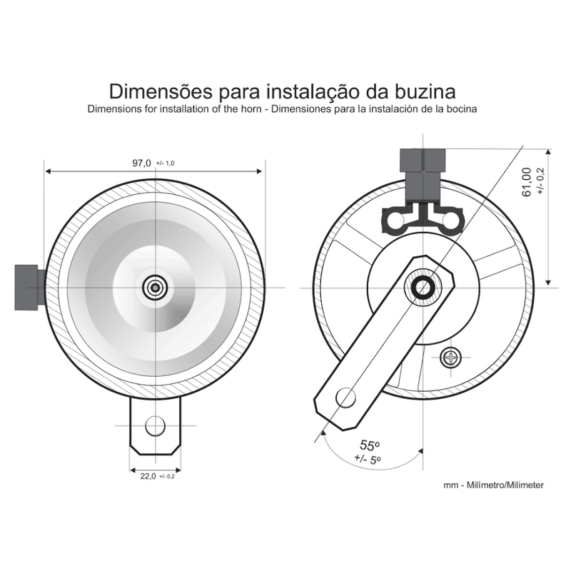 buzina individual 350hz 12v sprinter som mercedes 6
