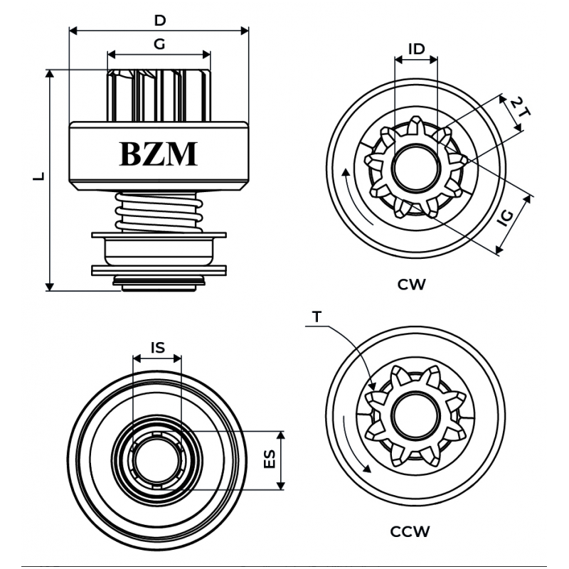 bendix impulsor de partida bzm 0617 chrysler jac empilhadeira suzuki 3