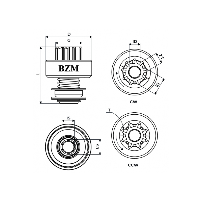 bendix impulsor de partida bzm 1222 vw gol parati g3 10 dentes 1