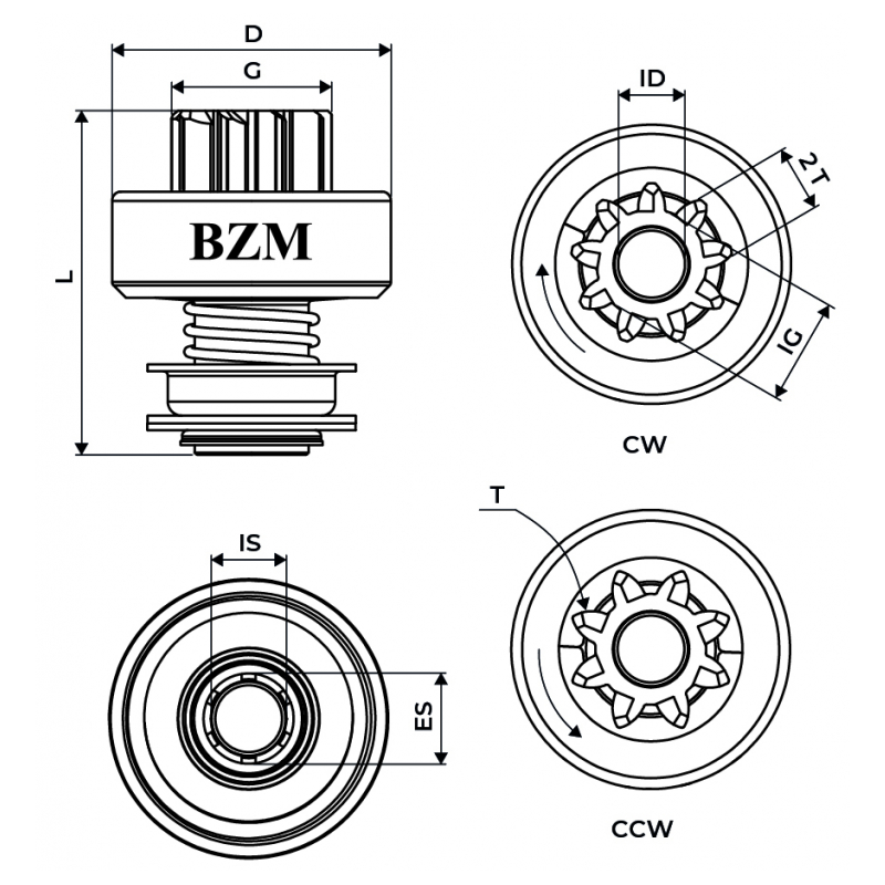 Bendix Impulsor de Partida BZM 1686 Ford Courier Fiesta Ka